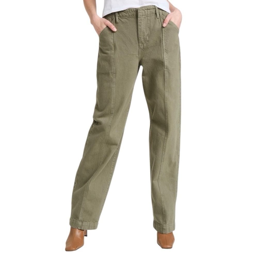 Frame Denim High-Rise Relaxed Washed Trouser Pants Green - Picture 2 of 11